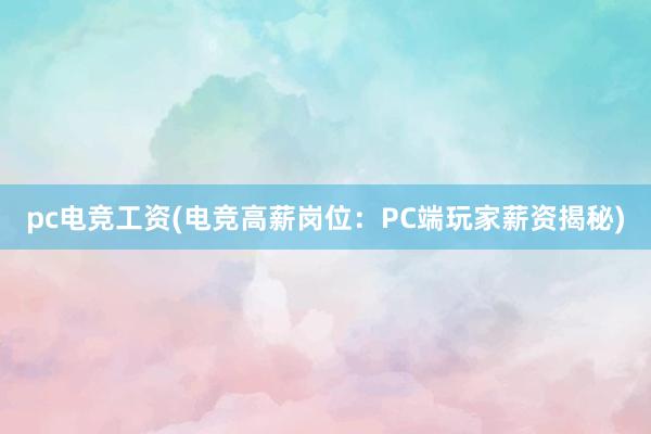 pc电竞工资(电竞高薪岗位：PC端玩家薪资揭秘)