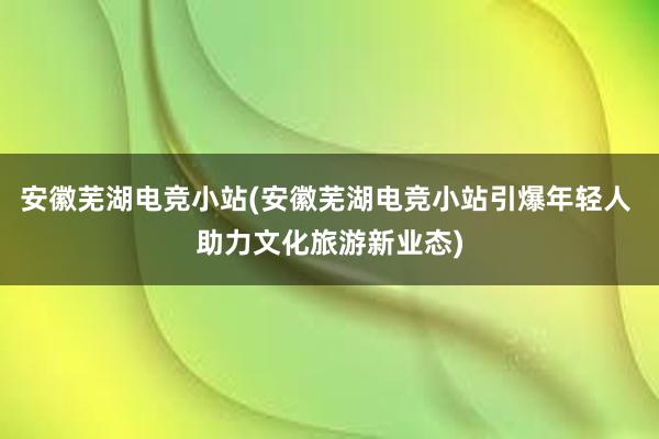 安徽芜湖电竞小站(安徽芜湖电竞小站引爆年轻人 助力文化旅游新业态)