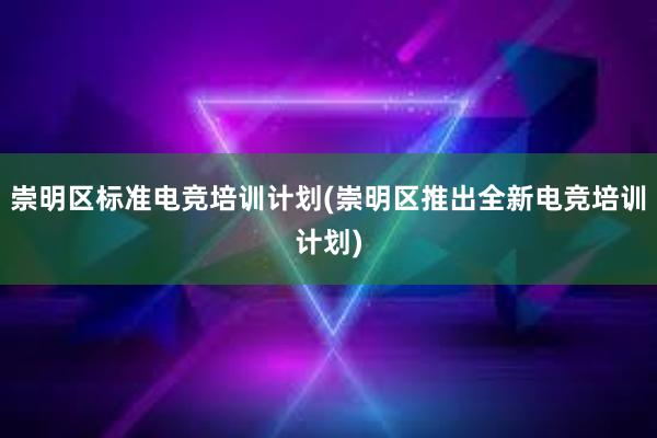 崇明区标准电竞培训计划(崇明区推出全新电竞培训计划)