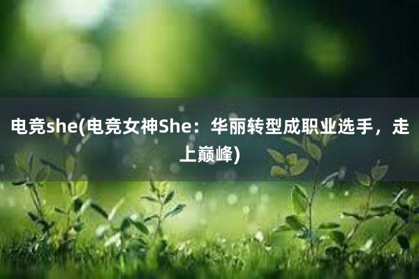 电竞she(电竞女神She：华丽转型成职业选手，走上巅峰)