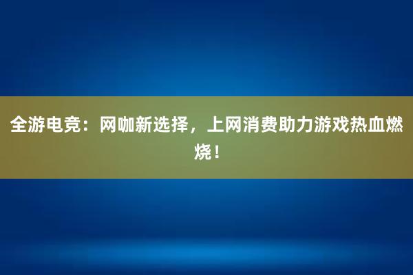 全游电竞：网咖新选择，上网消费助力游戏热血燃烧！