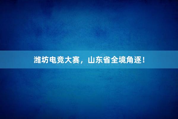 潍坊电竞大赛，山东省全境角逐！