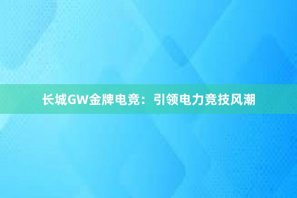 长城GW金牌电竞：引领电力竞技风潮